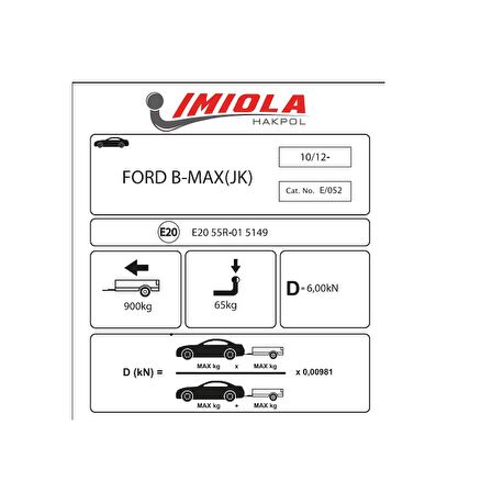 Hakpol - Ford B-MAX (MPU) 2012 Ve Sonrası Çeki Demiri