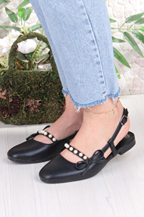 Fort 251 Ceyn İnci Toka Detaylı Şık Ev İş Ofis Rahat Günlük Ayakkabı Kadın Babet