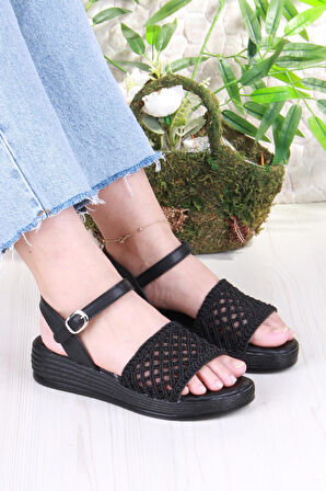 Fort 05-2001 Soft Rahat Toka Detaylı Dantel Örgülü Kadın Sandalet