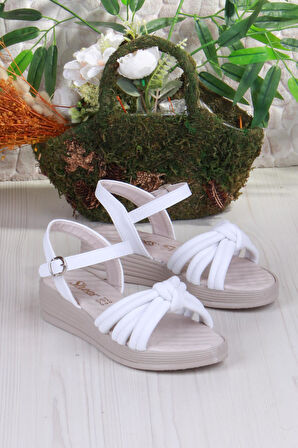 Fort 05-2077 Soft Rahat Toka Detaylı Büzgülü Bant Kadın Sandalet