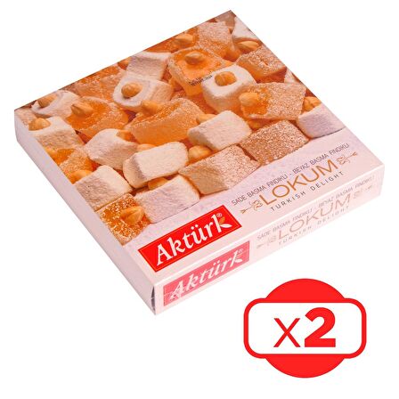 Aktürk Lokum Sade ve Beyaz Fındıklı 500 gr x 2 Adet 