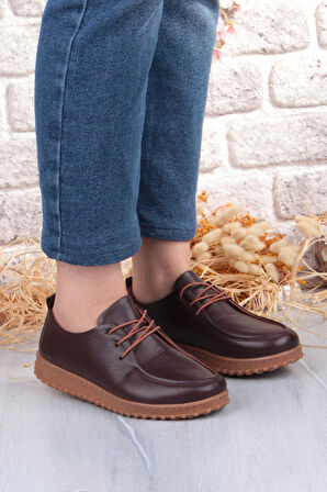 Mehmet Mete 2610 Rahat Yumuşak Esnek Kauçuk Taban Hakiki Deri Kadın Ayakkabı