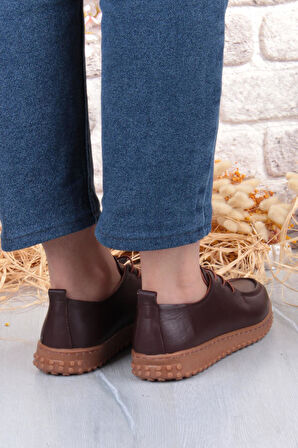 Mehmet Mete 2610 Rahat Yumuşak Esnek Kauçuk Taban Hakiki Deri Kadın Ayakkabı