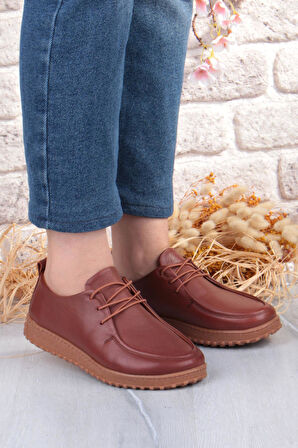 Mehmet Mete 2610 Rahat Yumuşak Esnek Kauçuk Taban Hakiki Deri Kadın Ayakkabı