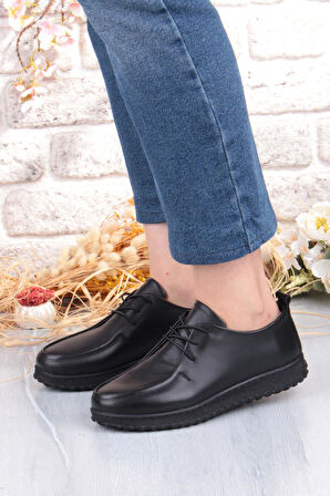 Mehmet Mete 2610 Rahat Yumuşak Esnek Kauçuk Taban Hakiki Deri Kadın Ayakkabı