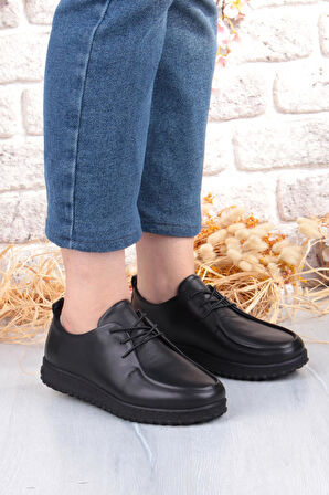 Mehmet Mete 2610 Rahat Yumuşak Esnek Kauçuk Taban Hakiki Deri Kadın Ayakkabı