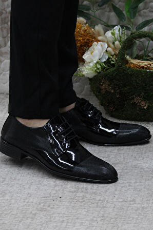 Fort Rasgo 2708 Siyah Rugan Damat Ayakkabısı Takım Ayakkabısı Erkek Klasik Ayakkabı