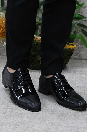 Fort Rasgo 2708 Siyah Rugan Damat Ayakkabısı Takım Ayakkabısı Erkek Klasik Ayakkabı