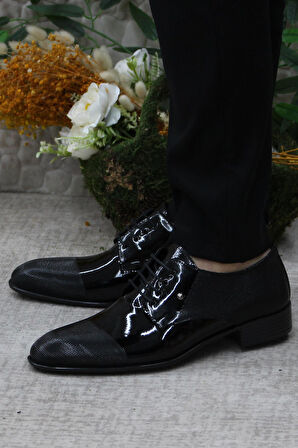 Fort Rasgo 2708 Siyah Rugan Damat Ayakkabısı Takım Ayakkabısı Erkek Klasik Ayakkabı