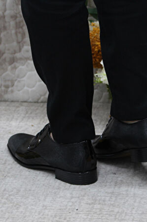 Fort Rasgo 2708 Siyah Rugan Damat Ayakkabısı Takım Ayakkabısı Erkek Klasik Ayakkabı