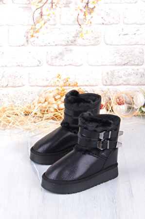 Fort Nurela Simli Süet İçi Kürklü Tüy Ve Toka Detaylı Anne Kız Kısa Kadın Bot