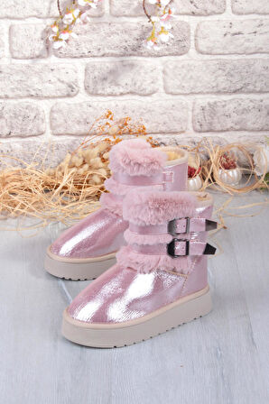 Fort Nurela Simli Süet İçi Kürklü Tüy Ve Toka Detaylı Anne Kız Kısa Kadın Bot