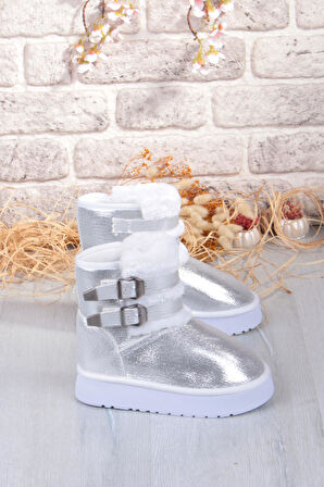 Fort Nurela Simli Süet İçi Kürklü Tüy Ve Toka Detaylı Anne Kız Kısa Kadın Bot