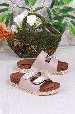 Fort Pienn 20064 Anatomik Rahat Taşlı Çift Bantlı Cırtlı Kadın Terlik