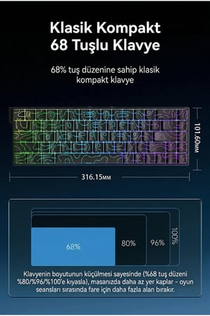 Ak680v2 Manyetik Switch Rapid Trigger 8000Hz Klavye-128K Scan Rate-Bilek Askısı