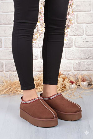 Fort 1191 İçi Kürklü Kalın Taban Önü Kapalı Kışlık Kadın Terlik