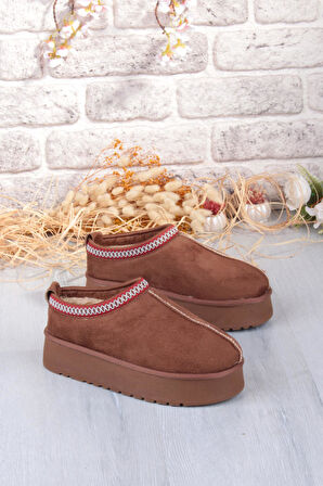 Fort 1191 İçi Kürklü Kalın Taban Önü Kapalı Kışlık Kadın Terlik