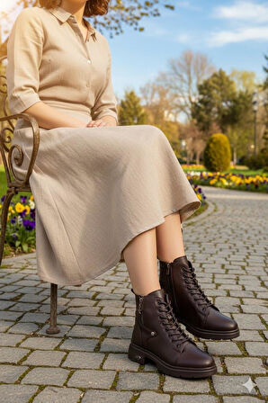 Mehmet Mete 1180 Rahat Sıcak Astar Kaymaz Taban Yumuşak Hakiki Deri Kadın Bot