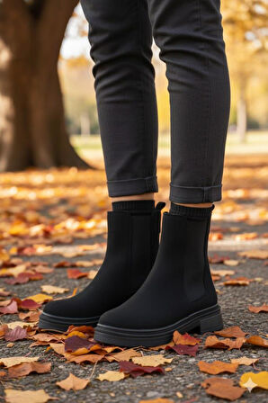 Fort 2560 Ventes Rahat Sıcak Astar İki Tarafı Lastikli Kaymaz Taban Kadın Bot