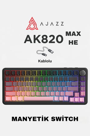 AK820 MAX HE Kablolu Mekanik Oyun Klavyesi, Rapid Trigger, RGB Aydınlatma, Hall Effect