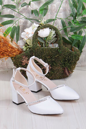 Fort 35619 Biye Taşlı Kalın Topuklu Kadın Ayakkabı