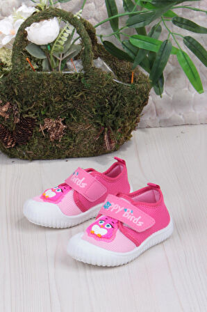 Fort 3356 Gz Kuş Figürlü Anaokulu Kreş Ev Kız Çocuk Keten Panduf Ayakkabı