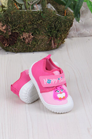 Fort 3356 Gz Kuş Figürlü Anaokulu Kreş Ev Kız Çocuk Keten Panduf Ayakkabı