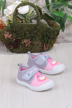 Fort 3356 Gz Kuş Figürlü Anaokulu Kreş Ev Kız Çocuk Keten Panduf Ayakkabı