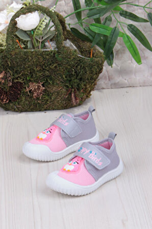 Fort 3356 Gz Kuş Figürlü Anaokulu Kreş Ev Kız Çocuk Keten Panduf Ayakkabı