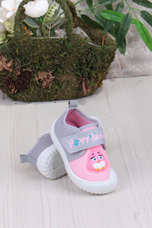 Fort 3356 Gz Kuş Figürlü Anaokulu Kreş Ev Kız Çocuk Keten Panduf Ayakkabı