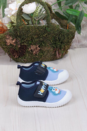 Fort 3356 Gz Kuş Figürlü Anaokulu Kreş Ev Erkek Çocuk Keten Panduf Ayakkabı