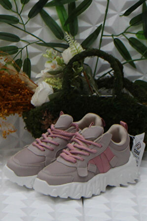 Fort Cool Verom Pudra Bağcık Görünümlü Cırtlı Sneaker Ortopedik Çocuk Ayakkabı