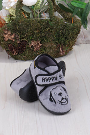 Fort 3426 Gz Köpek Figürlü Anaokulu Kreş Ev Erkek Çocuk Panduf Ayakkabı