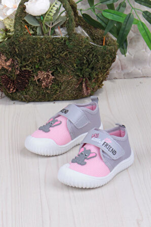 Fort 3448 Gz Fil Figürlü Anaokulu Kreş Ev Kız Çocuk Keten Panduf Ayakkabı