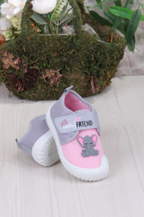 Fort 3448 Gz Fil Figürlü Anaokulu Kreş Ev Kız Çocuk Keten Panduf Ayakkabı