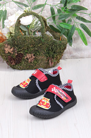 Fort 3449 Gz Araba Figürlü Anaokulu Kreş Ev Erkek Çocuk Keten Panduf Ayakkabı