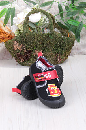 Fort 3449 Gz Araba Figürlü Anaokulu Kreş Ev Erkek Çocuk Keten Panduf Ayakkabı