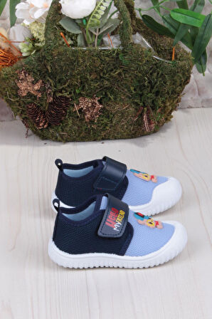 Fort 3451 Gz Köpek Figürlü Anaokulu Kreş Ev Erkek Çocuk Keten Panduf Ayakkabı