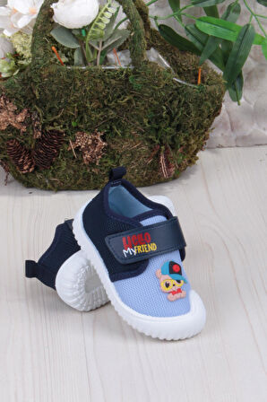 Fort 3451 Gz Köpek Figürlü Anaokulu Kreş Ev Erkek Çocuk Keten Panduf Ayakkabı