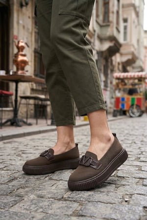 Fort Ventes 346411 Rahat Toka Aksesuarlı Triko Loafer Kadın Ayakkabı