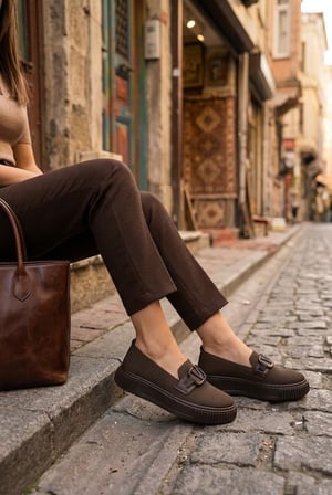 Fort Ventes 346411 Rahat Toka Aksesuarlı Triko Loafer Kadın Ayakkabı
