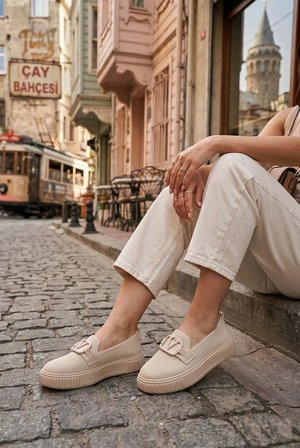 Fort Ventes 346411 Rahat Toka Aksesuarlı Triko Loafer Kadın Ayakkabı