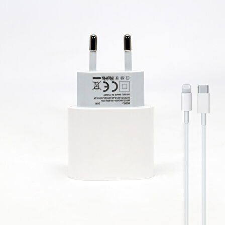 Global 20W PD Type-C Çıkışlı Hızlı Şarj Adaptörü 1m Lightning Kablo Set Beyaz WNE0402