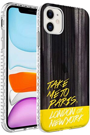 Apple iPhone 11 Kılıf Airbag Kenarlı Renkli Desenli Elegans Silikon