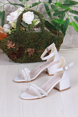 Fort 352087 Taşlı Detaylı Topuklu Kız Çocuk Abiye Ayakkabı