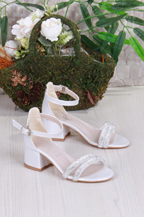 Fort 352087 Taşlı Detaylı Topuklu Kız Çocuk Abiye Ayakkabı