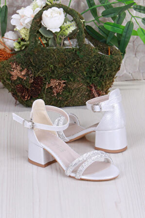 Fort 352087 Taşlı Detaylı Topuklu Kız Çocuk Abiye Ayakkabı