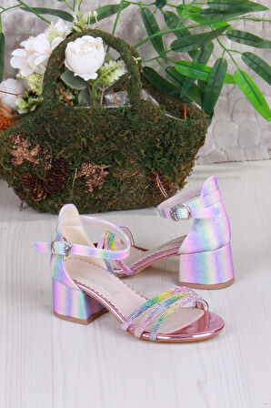 Fort 352089 Taşlı Detaylı Topuklu Kız Çocuk Abiye Ayakkabı