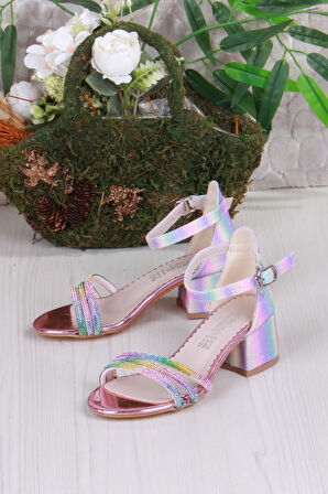 Fort 352089 Taşlı Detaylı Topuklu Kız Çocuk Abiye Ayakkabı