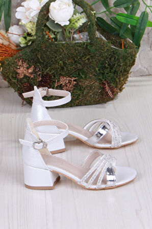 Fort 352091 Taşlı Detaylı Topuklu Kız Çocuk Abiye Ayakkabı